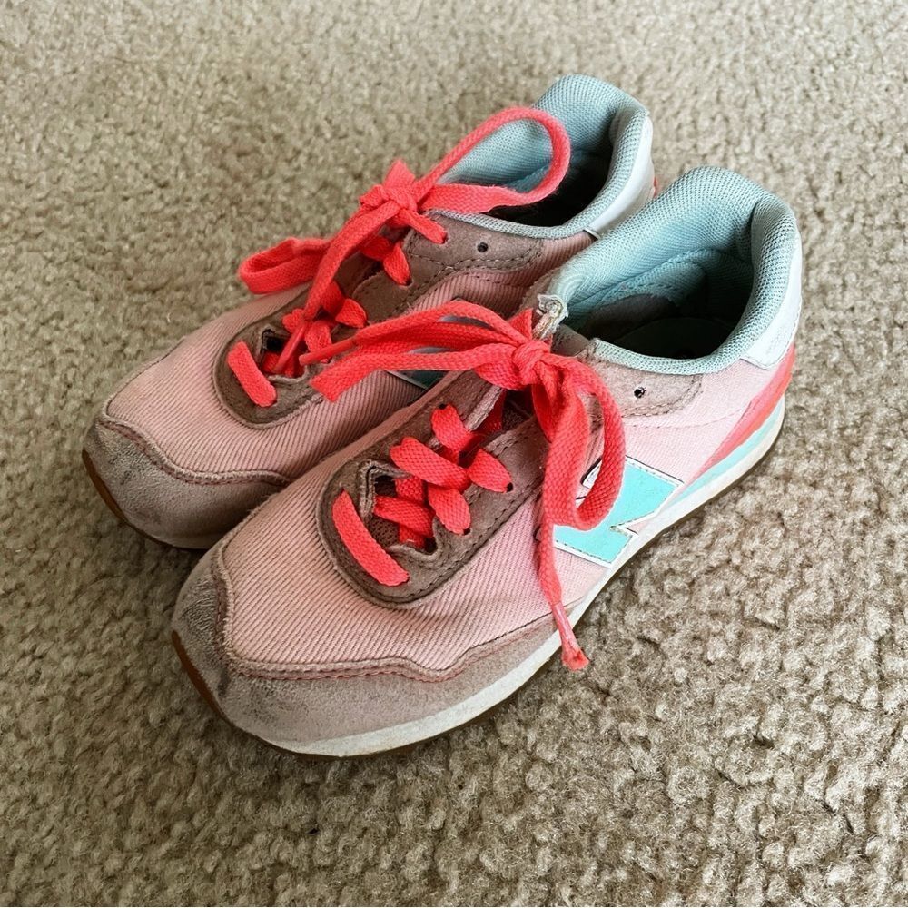New Balance Girls 515 V1 Lace Up Sneakers in Pink and Aqua Size 13